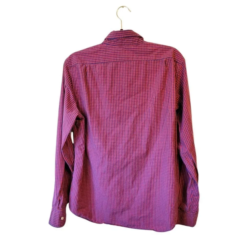 J. Crew Red and Blue Gingham Slim Fit Button Down Shirt